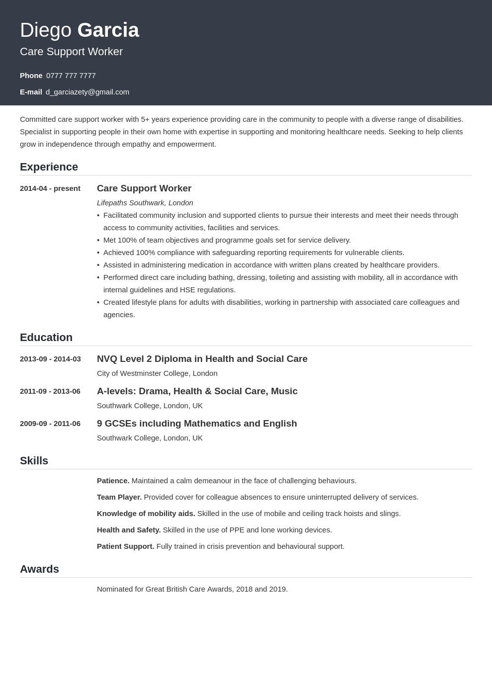 uk support worker cv example template influx