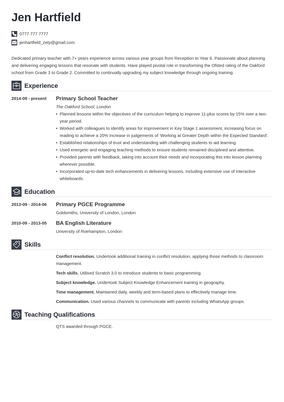 Teacher CV Example Writing Guide Tips For Teaching Jobs 