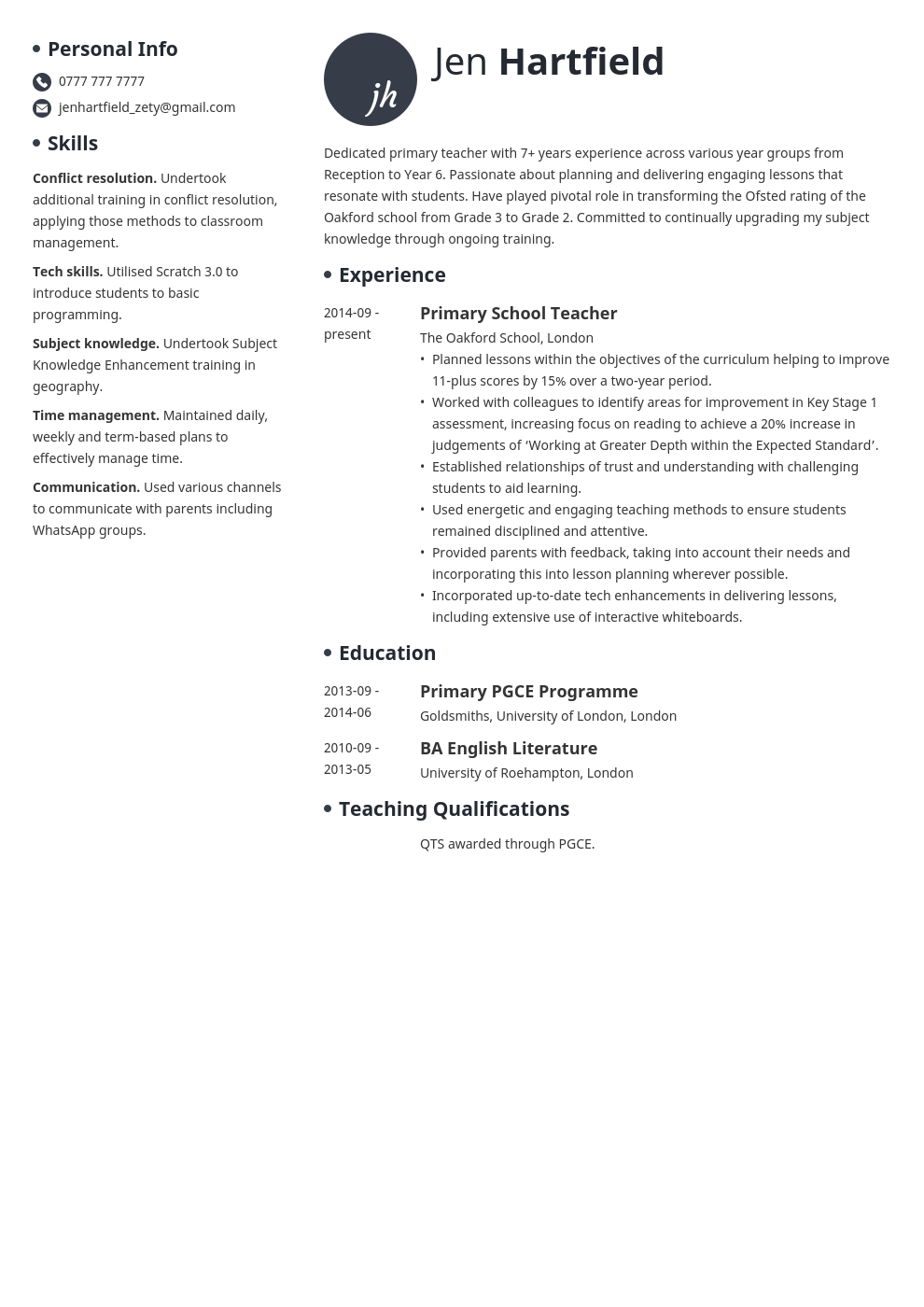 Teacher Resume Examples and Writing Tips