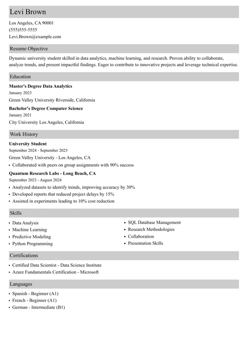 sample resume example