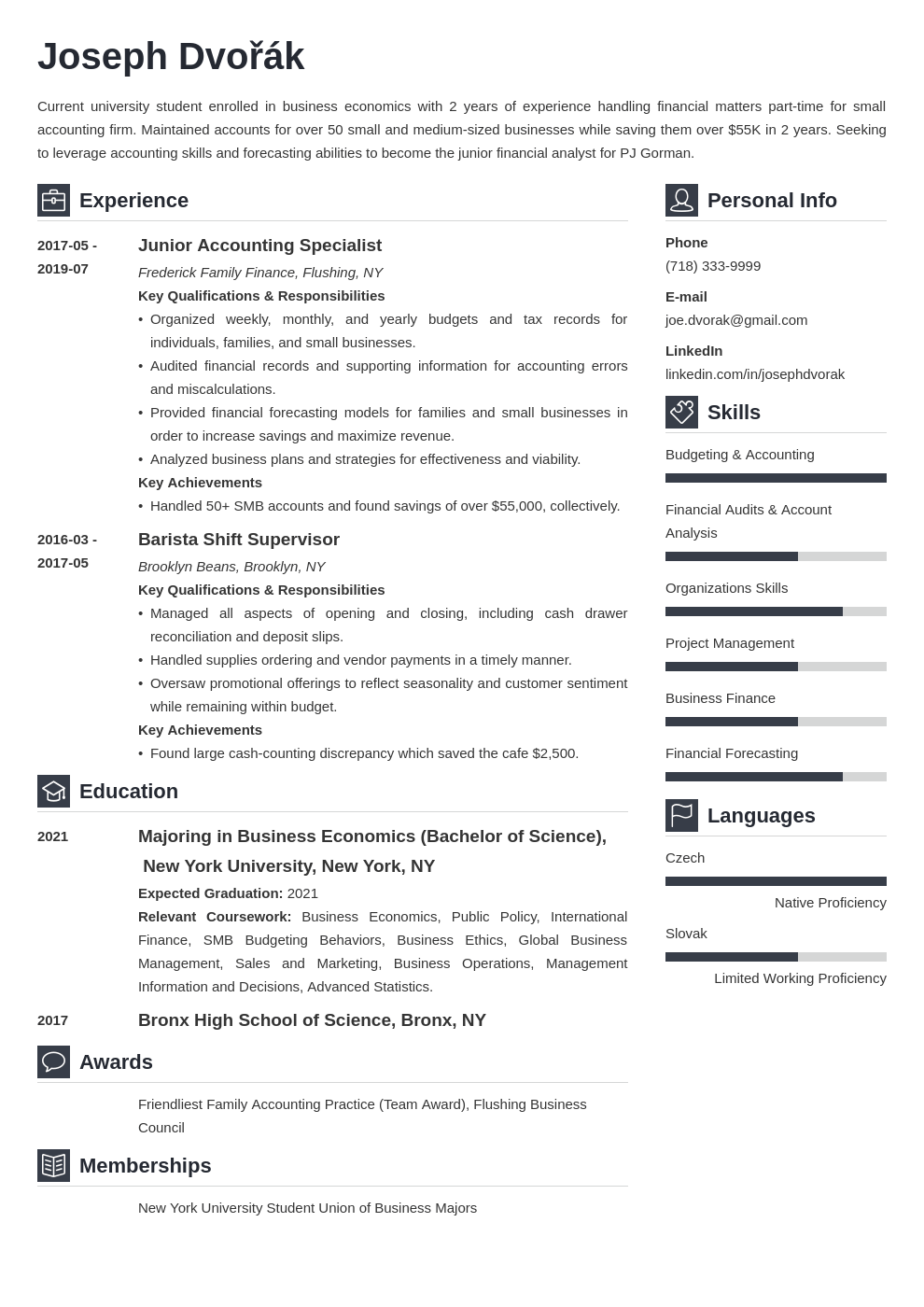 Undergraduate College Student Resume Template & Guide