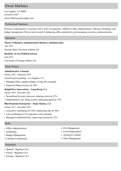 sample resume example