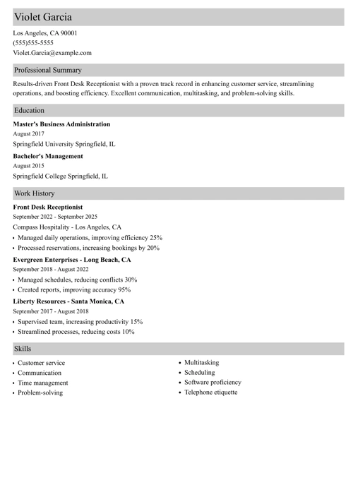 sample resume example