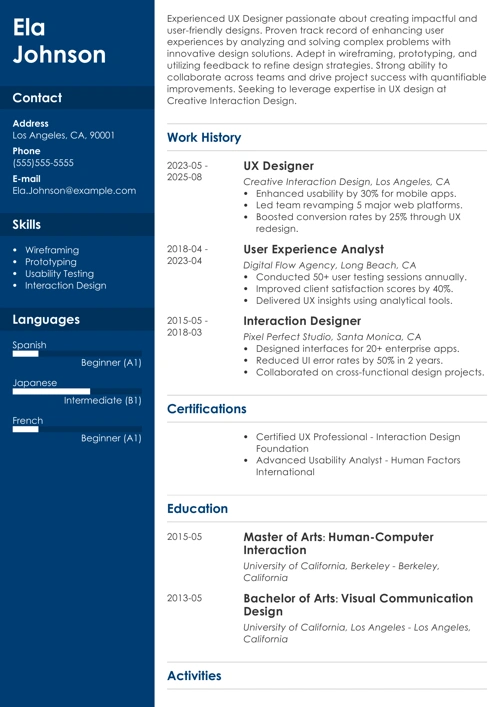 ui developer resume templates