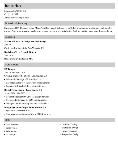 UX Designer Resume Template