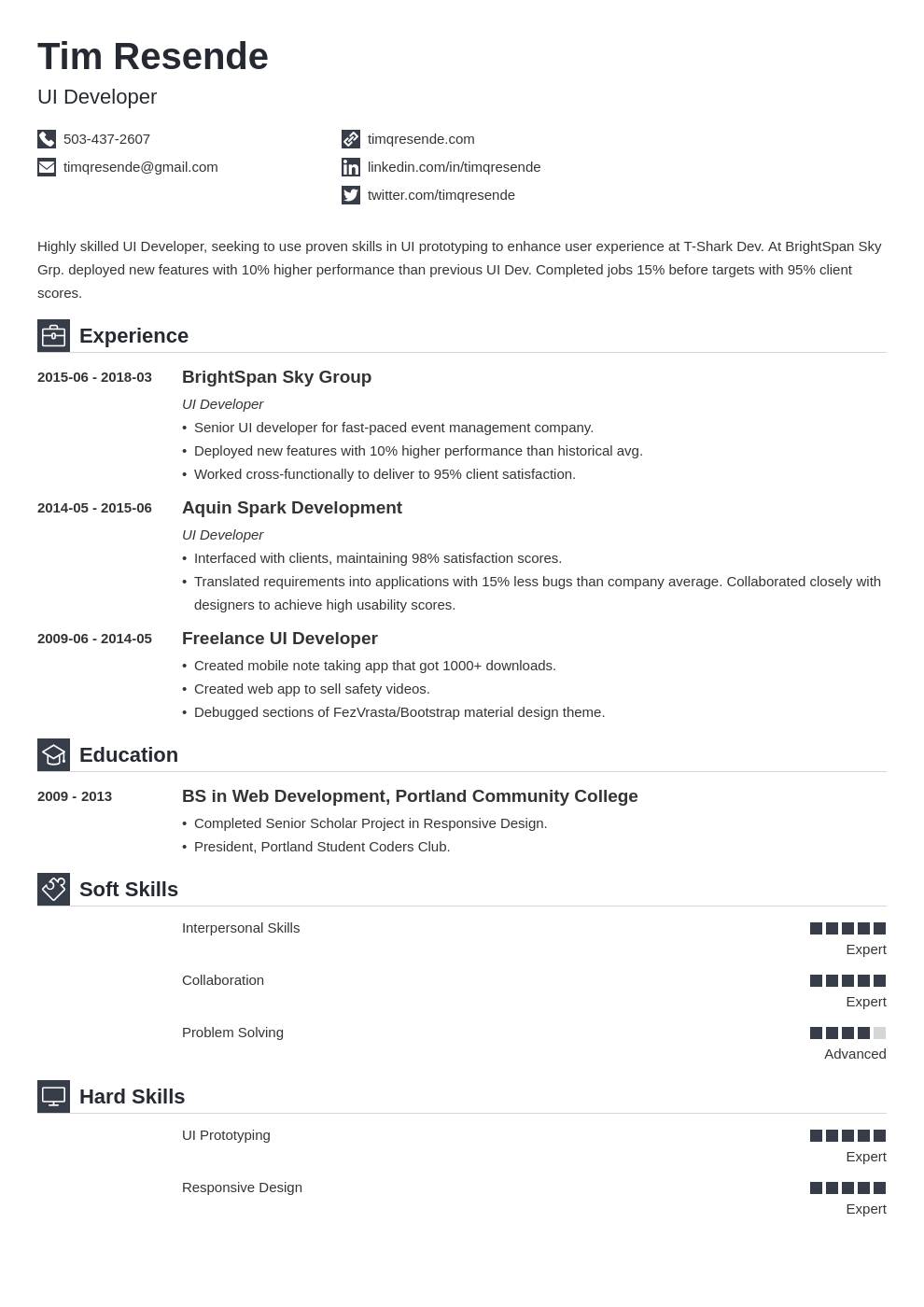 ux designer resume and ui developer resume examples template iconic