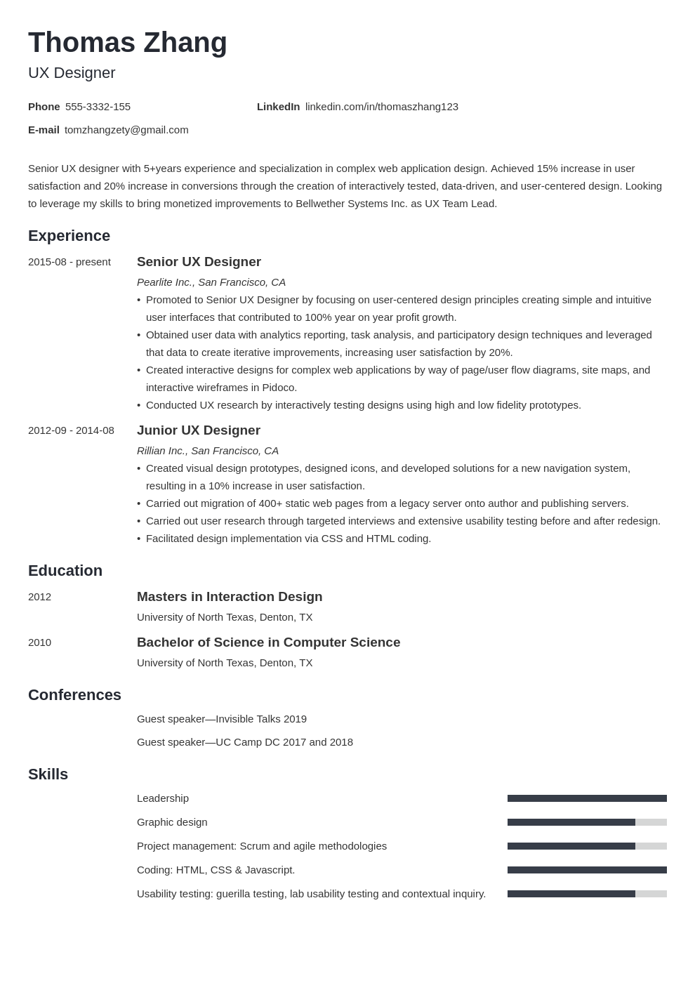 ux designer resume example template minimo