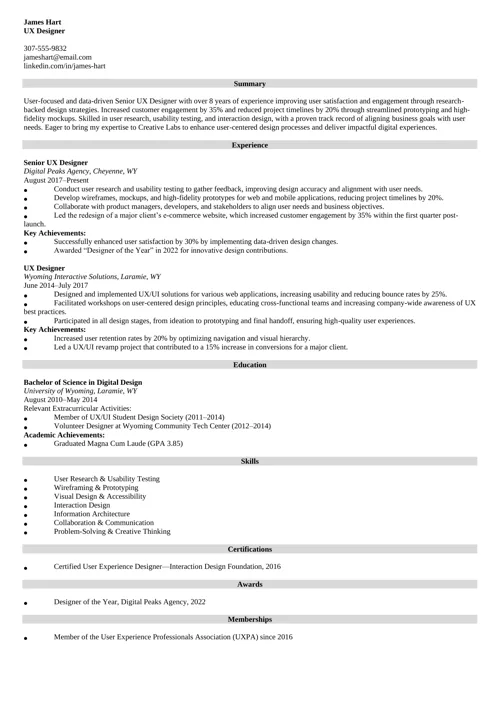 UX Designer Resume Template