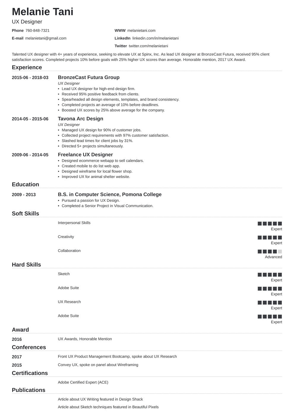 ui ux designer resume template free download