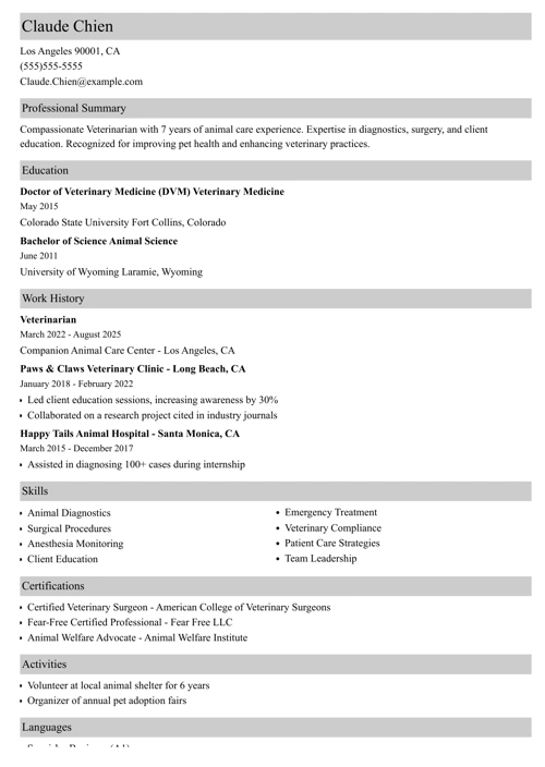 sample resume example