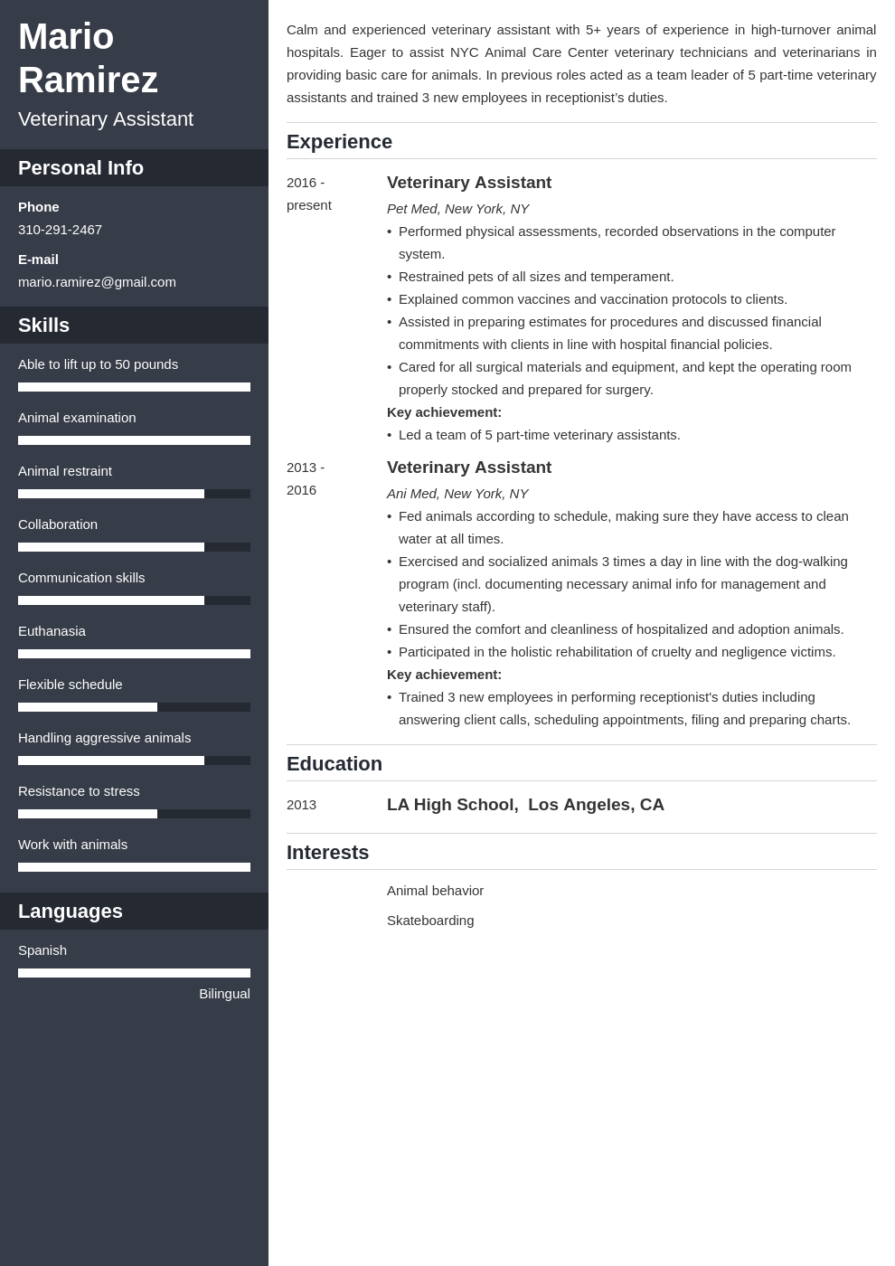 veterinary assistant resume example template cascade