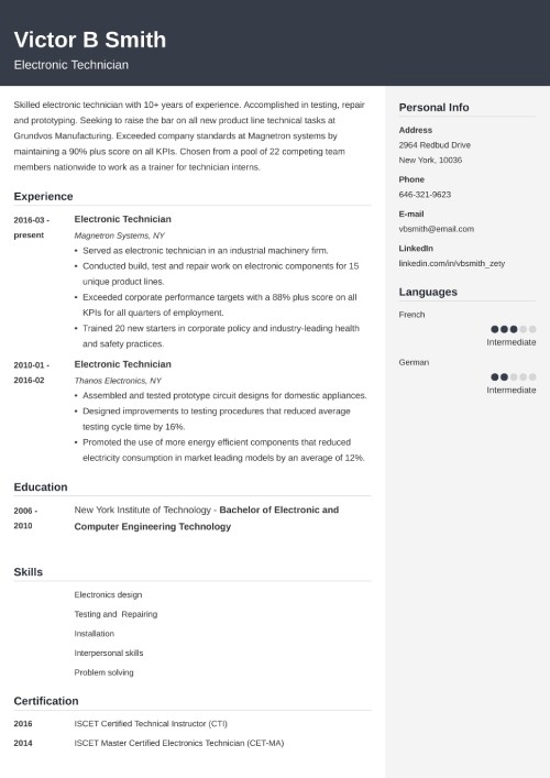 sample resume templates