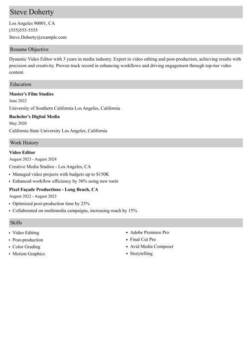 sample resume example