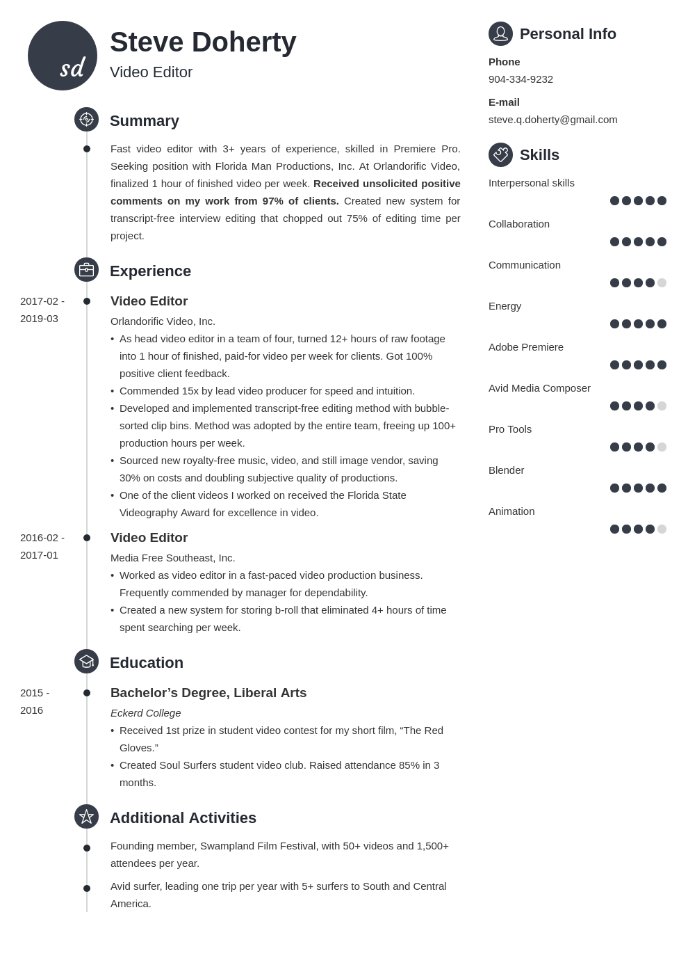 Video Editor Resume Example (Template & Guide)