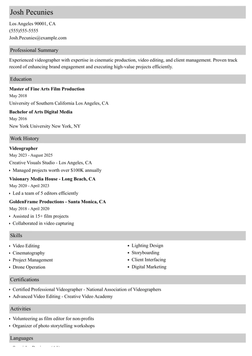 sample resume example