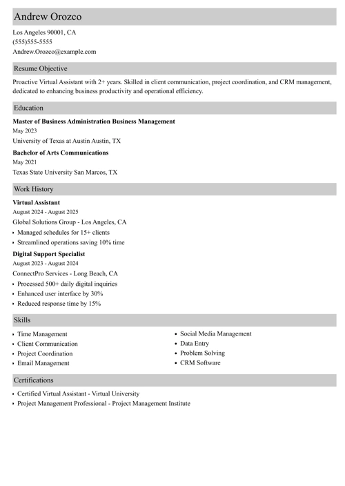 sample resume example