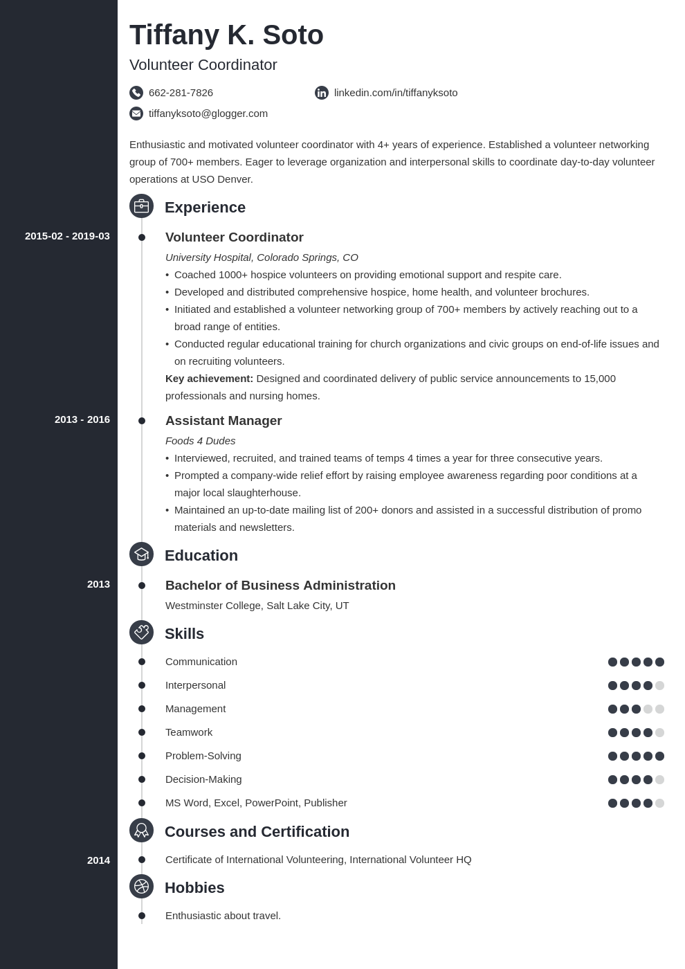 Volunteer Coordinator Resume Example & Guide (+25 Tips)