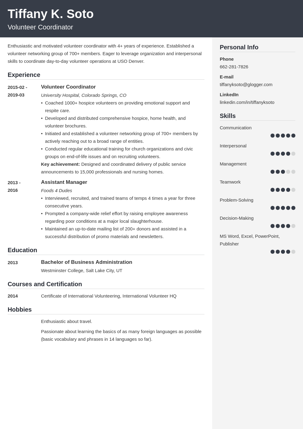 Volunteer Coordinator Resume Example & Guide (+25 Tips)