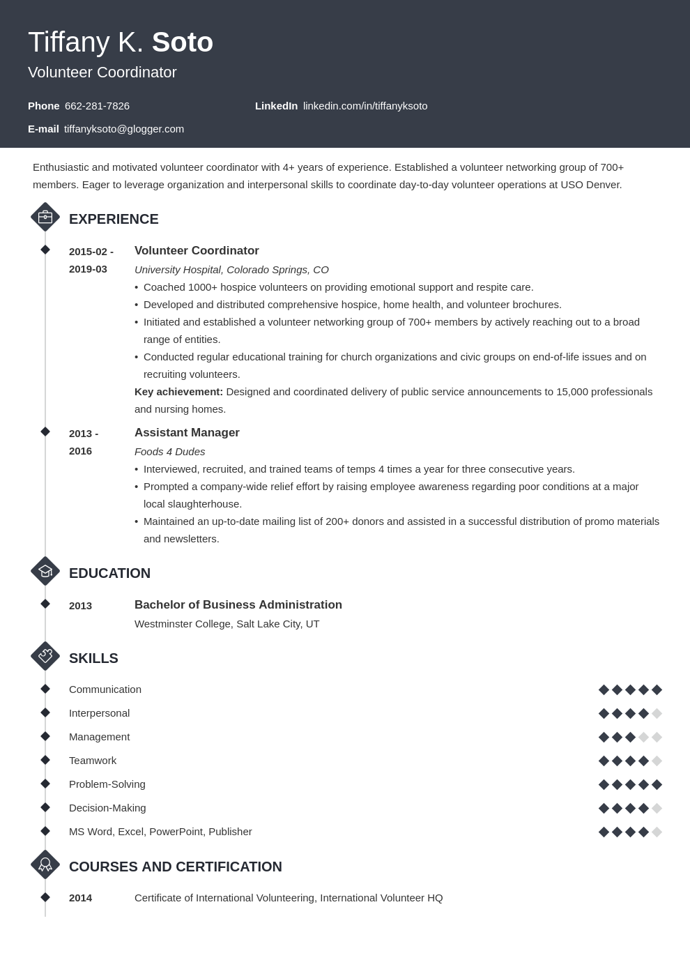 Volunteer Coordinator Resume Example & Guide (+25 Tips)