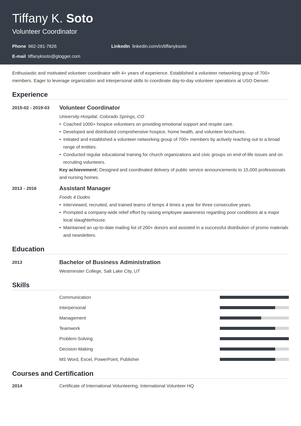 Volunteer Coordinator Resume Example Guide 25 Tips   Volunteer Coordinator Resume Example Template Influx 