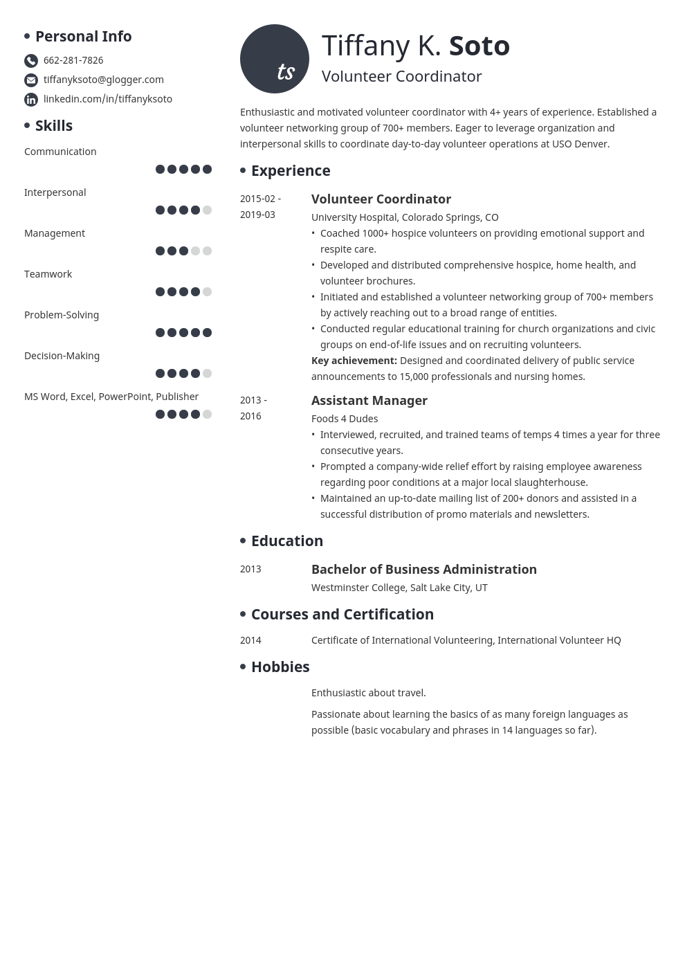 Volunteer Coordinator Resume Example & Guide (+25 Tips)