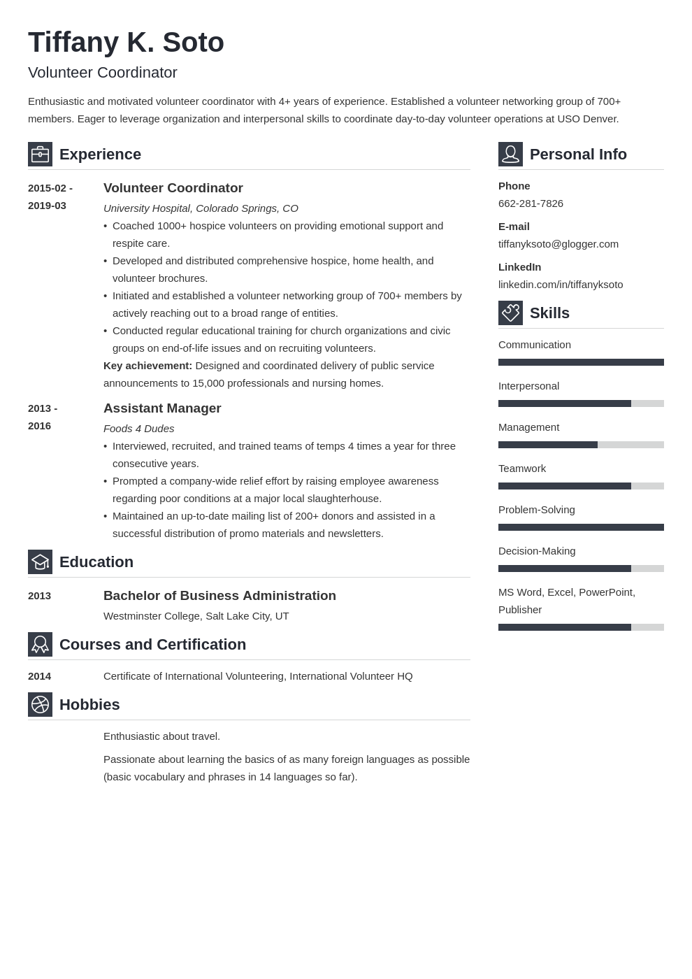 Volunteer Coordinator Resume Example & Guide (+25 Tips)