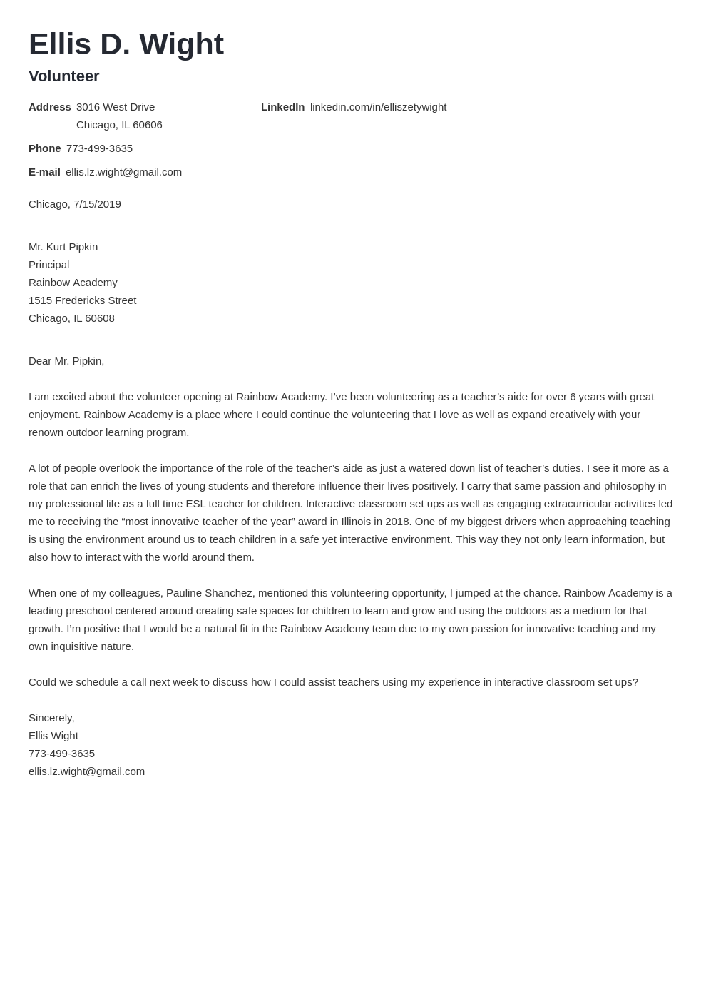 Best Letter Format Via Example   Volunteer Cover Letter Example Template Valera 