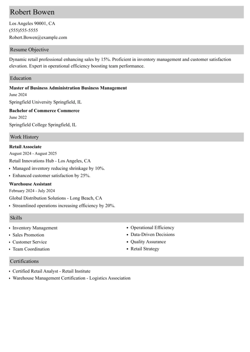 walmart resume example