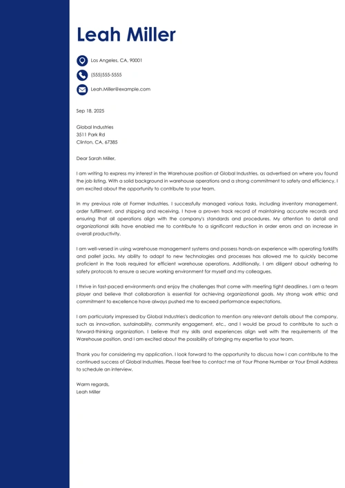 sample cover letter example