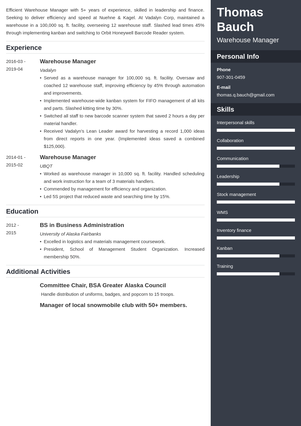 warehouse manager resume example template enfold