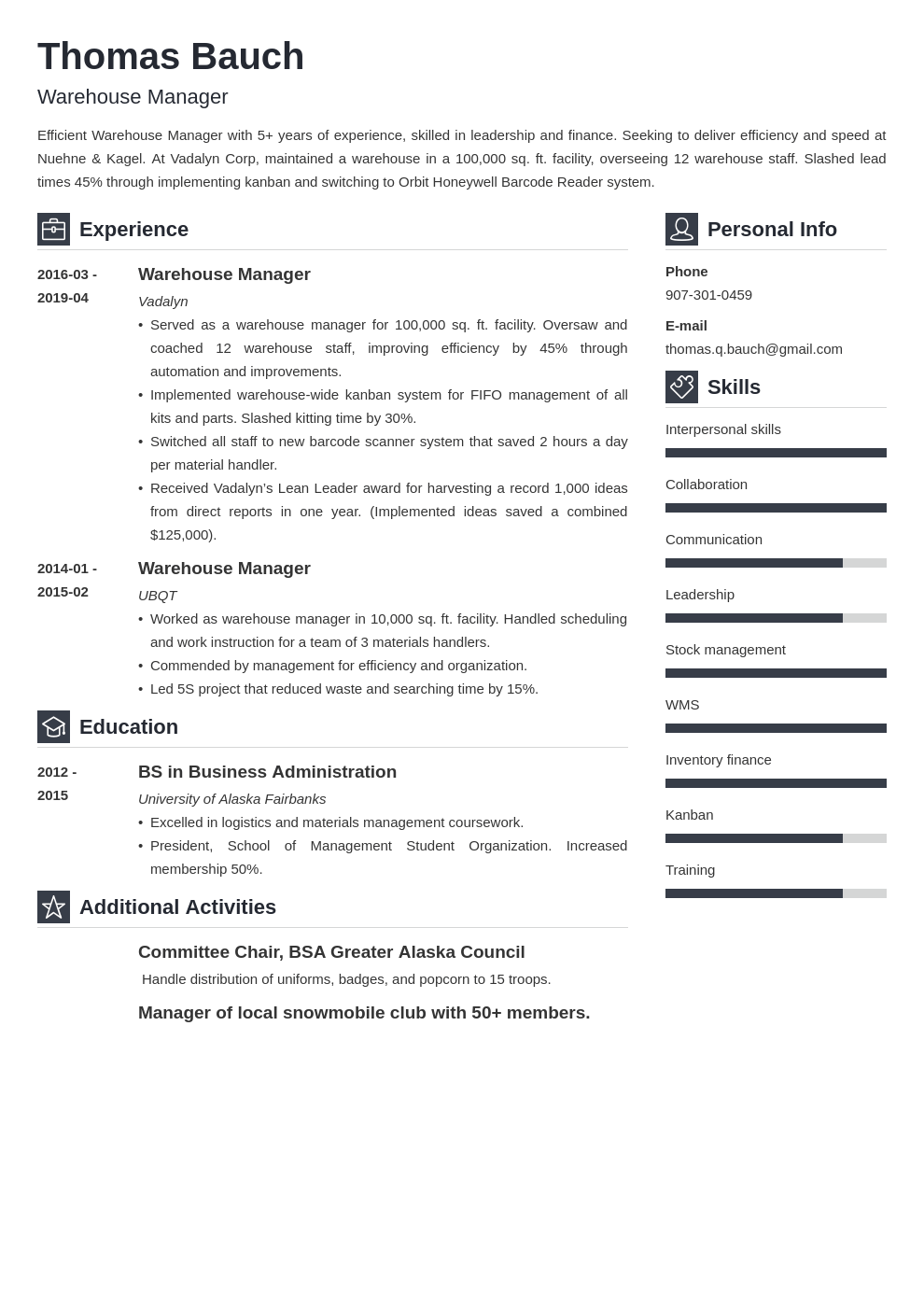 warehouse manager resume example template vibes