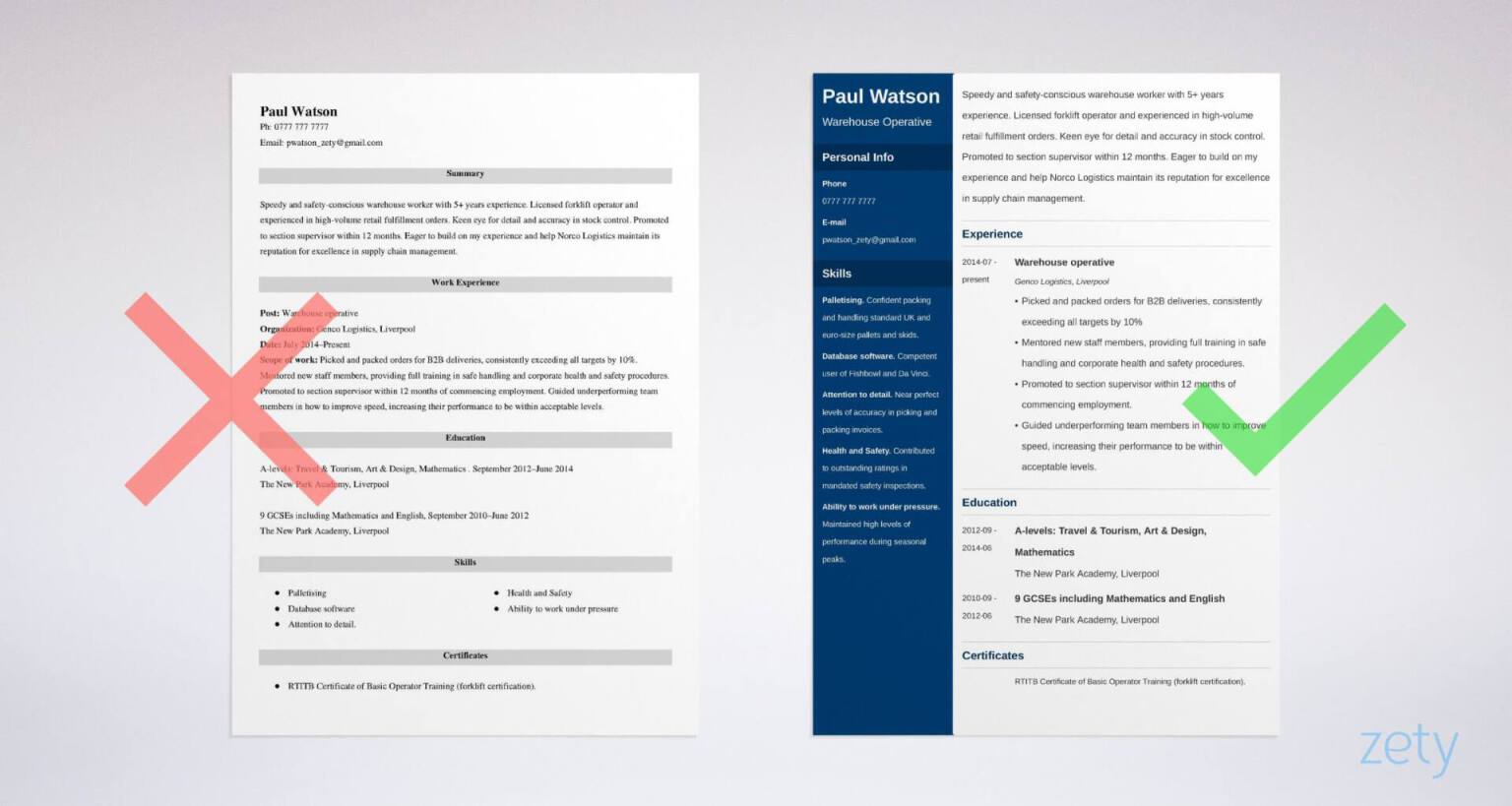 Warehouse Operative Cv Example For A Warehouse Worker