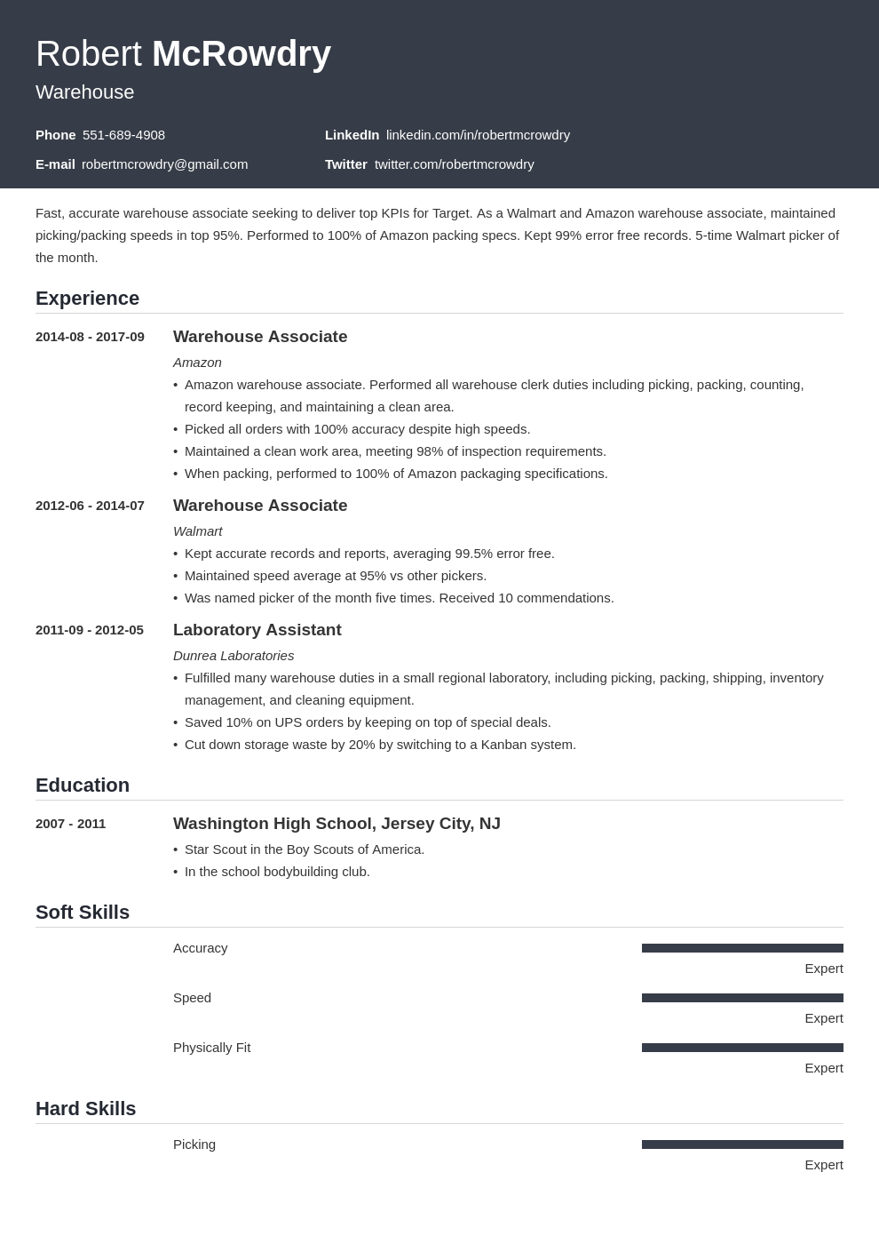 packer job description resume