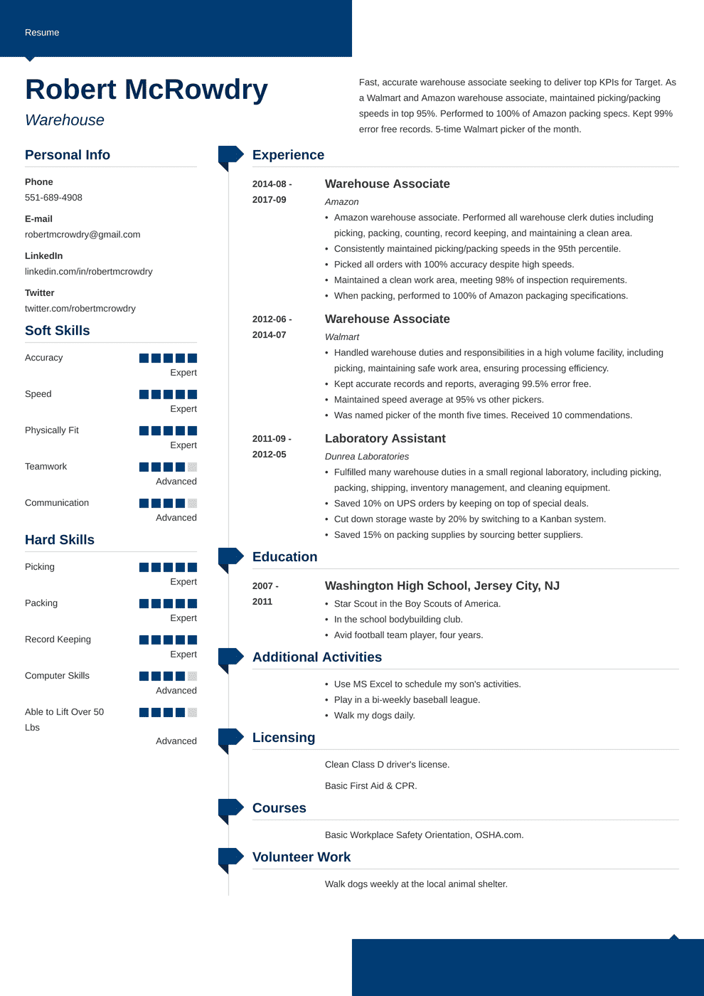 Warehouse Worker Resume Examples - Warehouse Resume Template Modern 