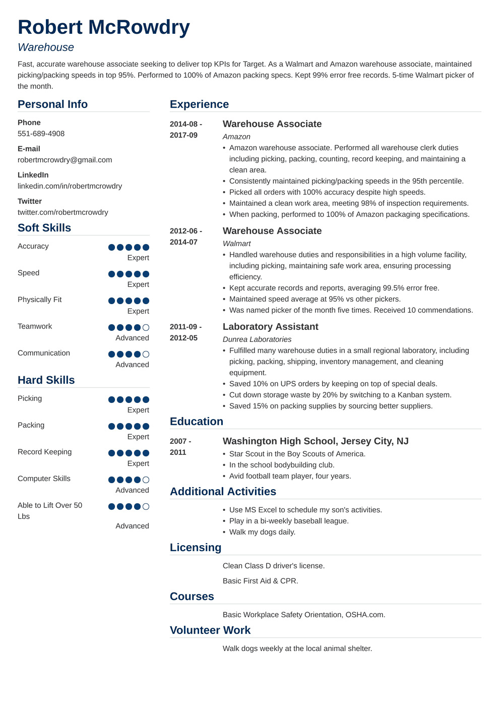 Warehouse Worker Resume Examples (+ Skills & More)