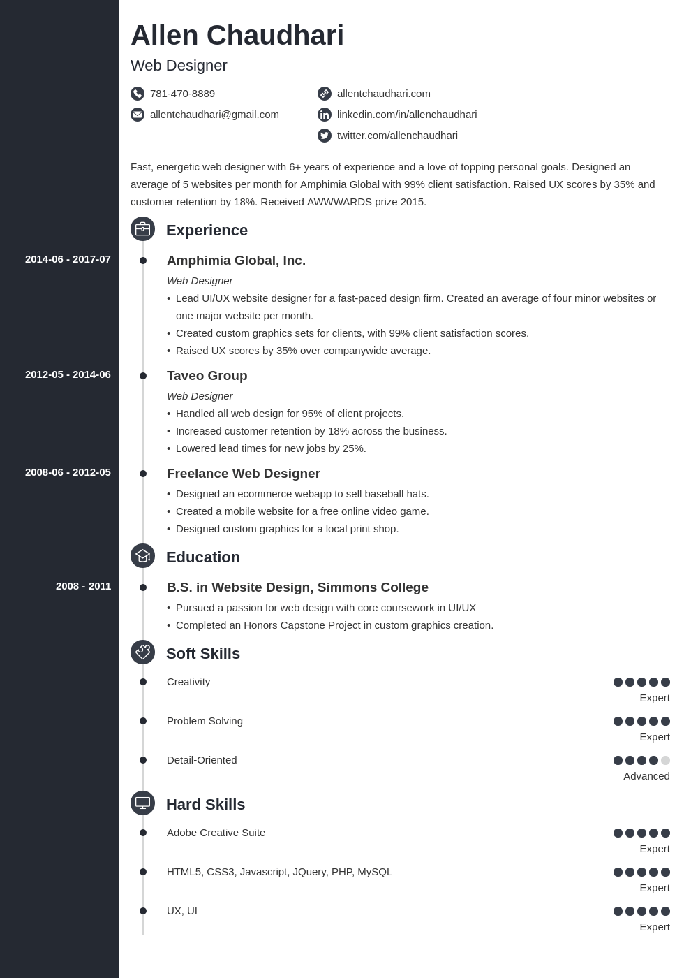 web designer resume example template concept