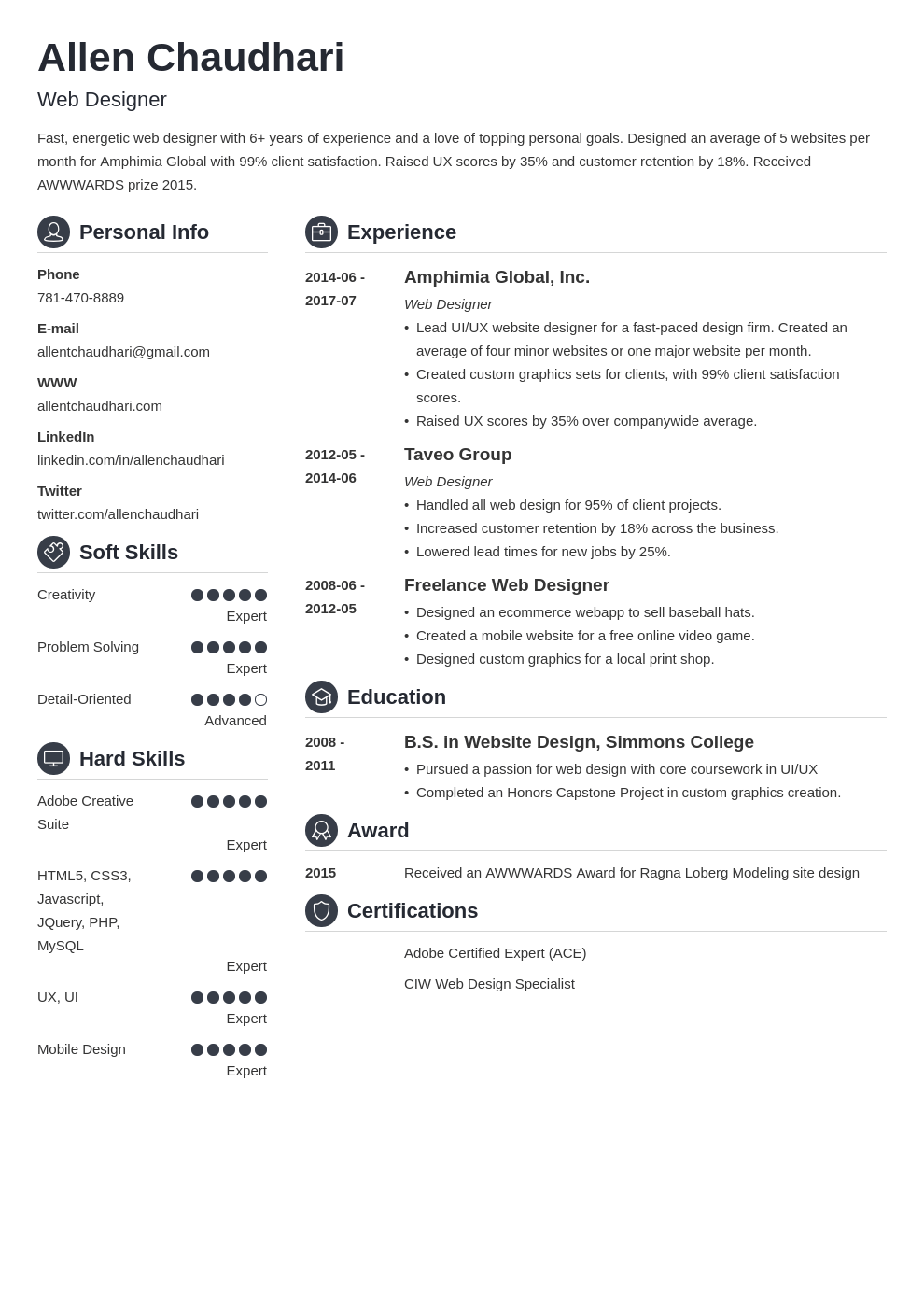 web designer resume example template crisp