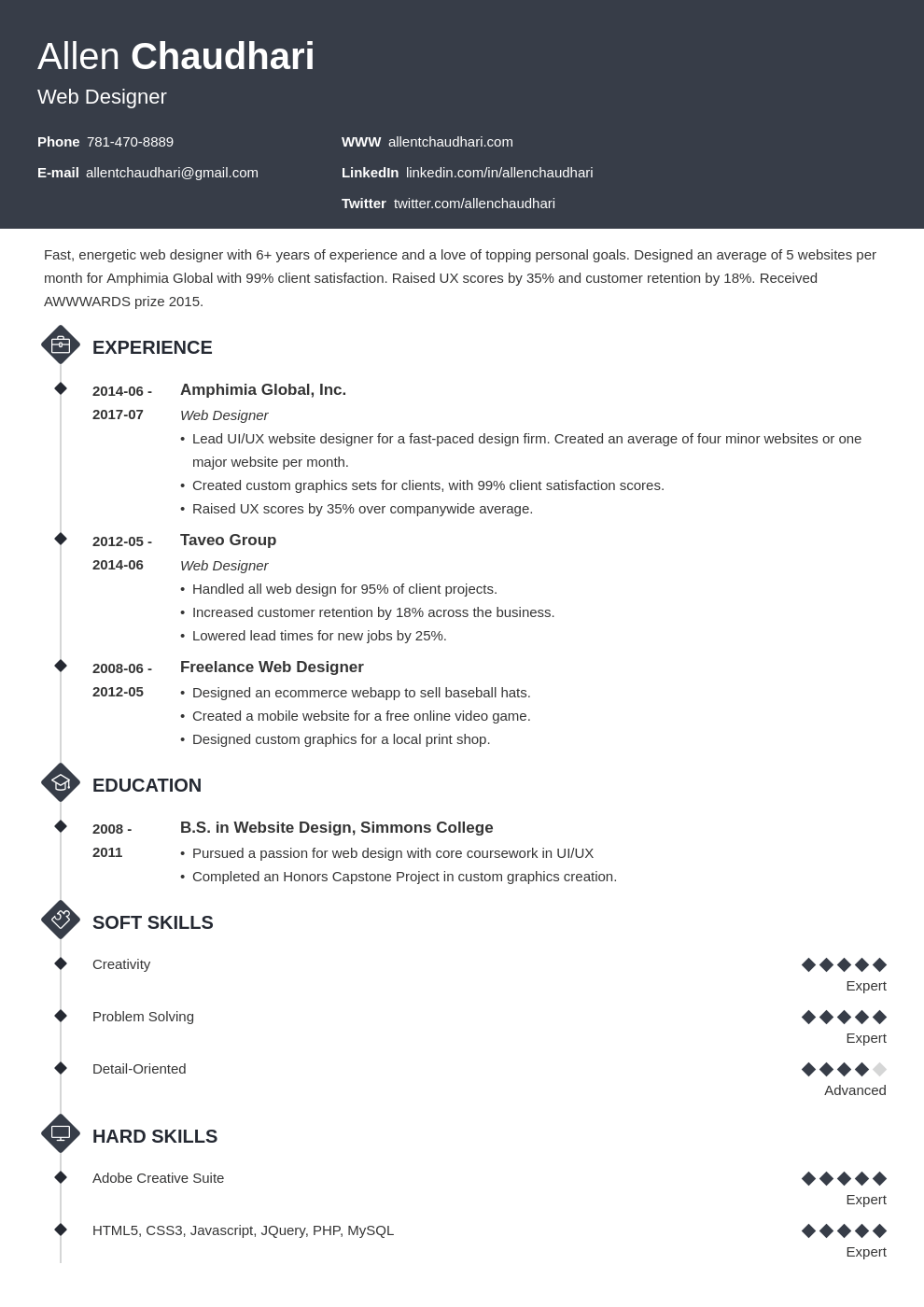 web designer resume example template diamond