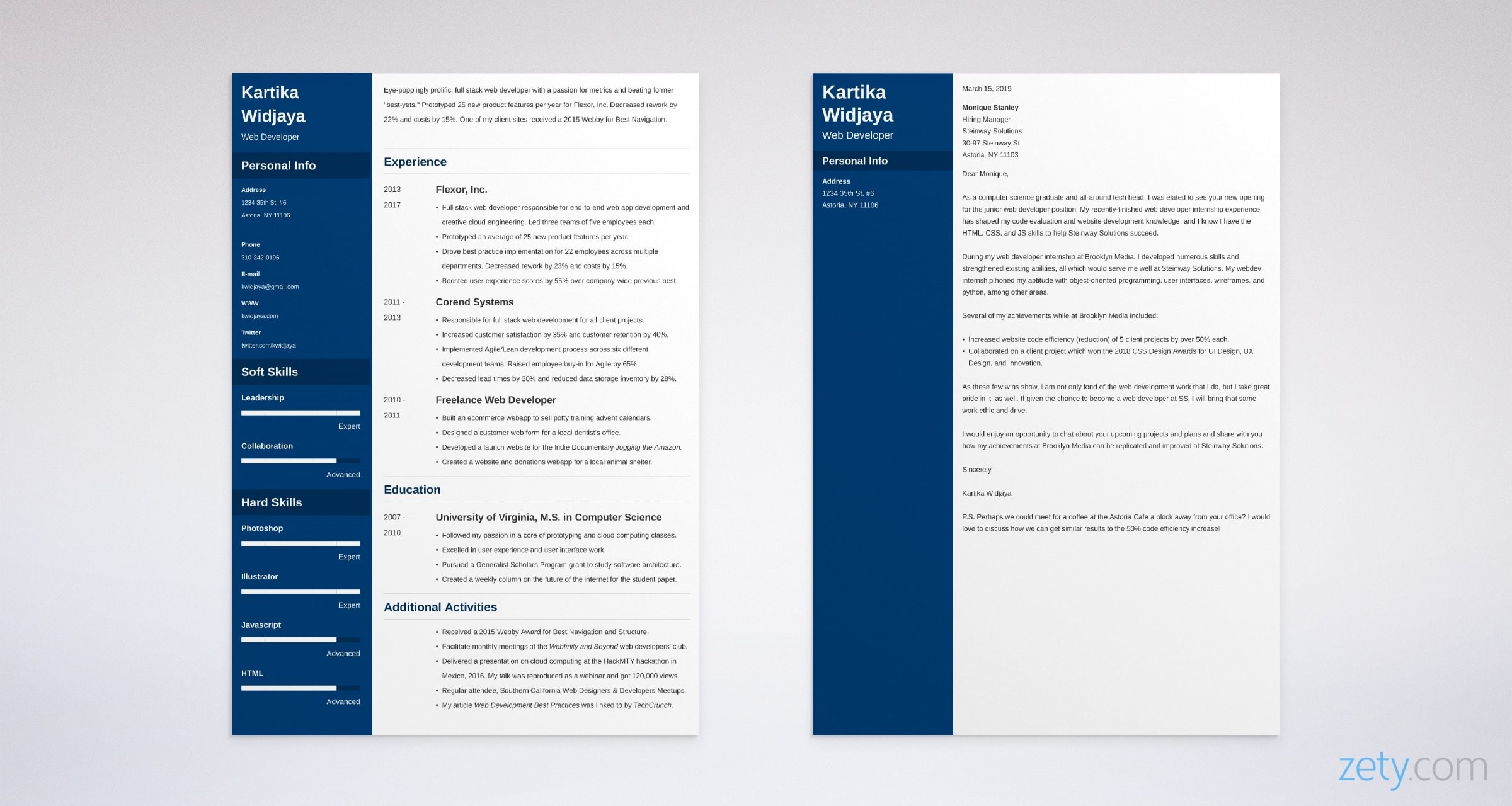 resume cover letter examples web developer