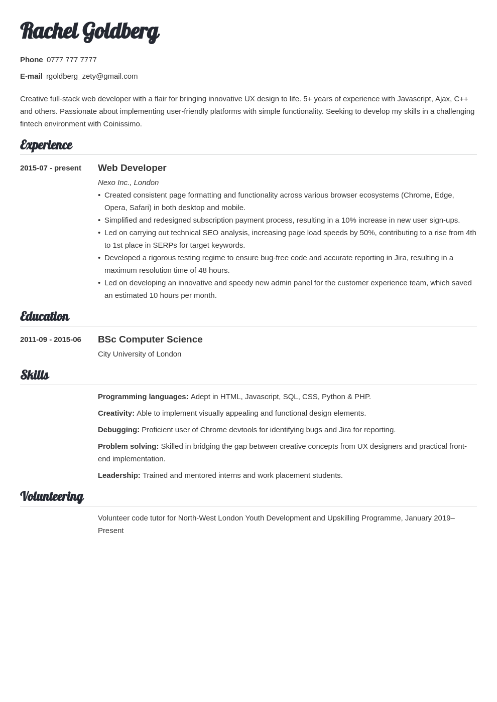 Web Developer CV Example Top Writing Tips For 2023