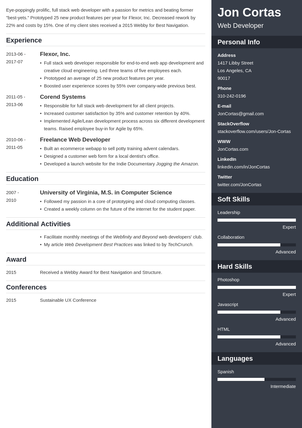 web developer resume template enfold