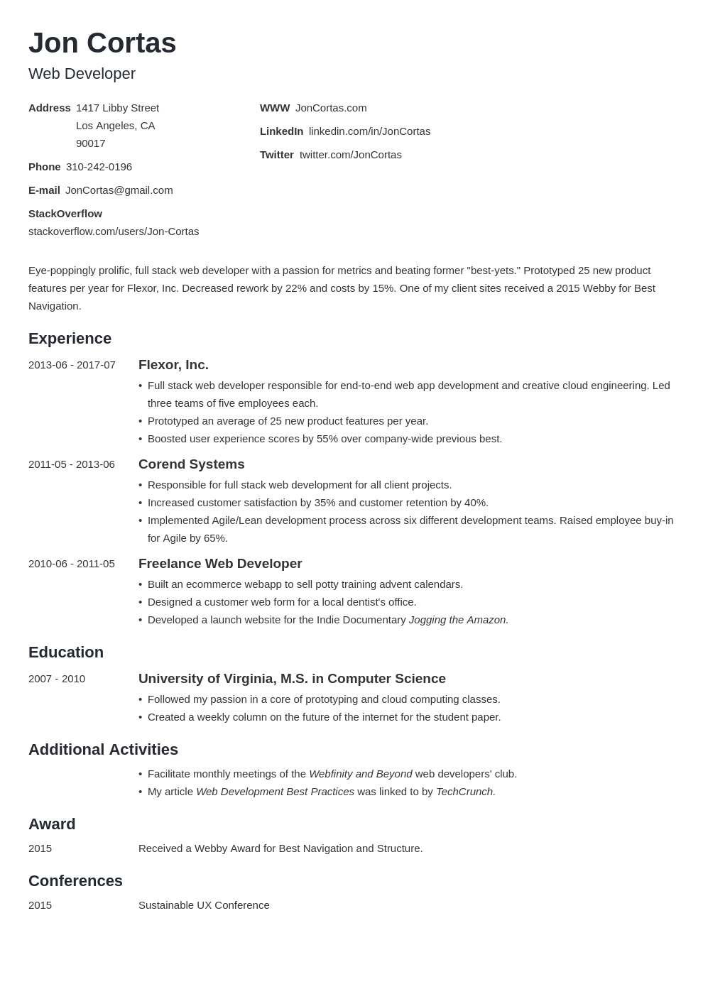 publicado resume doc front end web developer resume