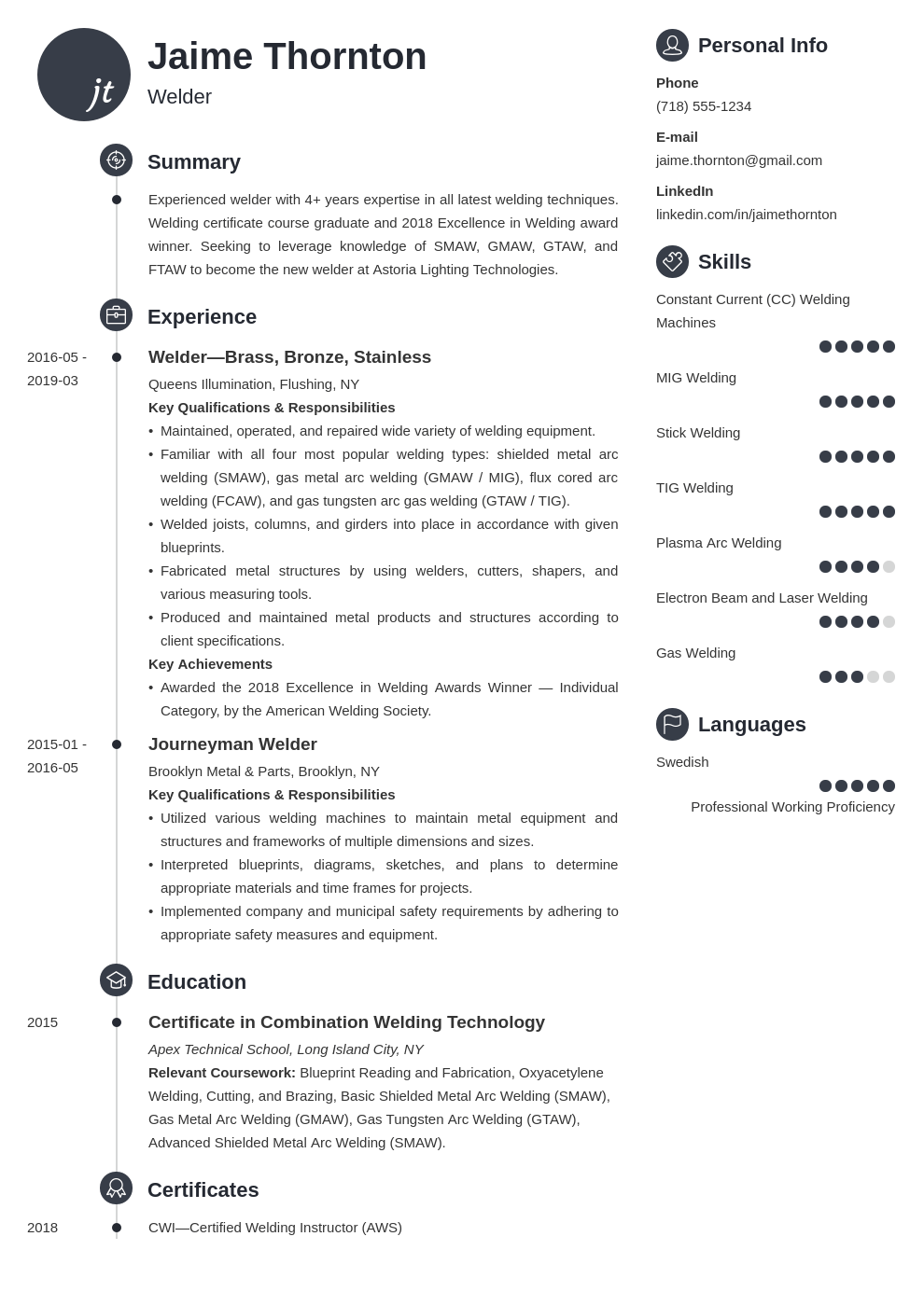 welder resume example template primo