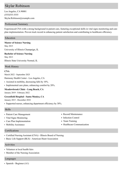 sample resume example
