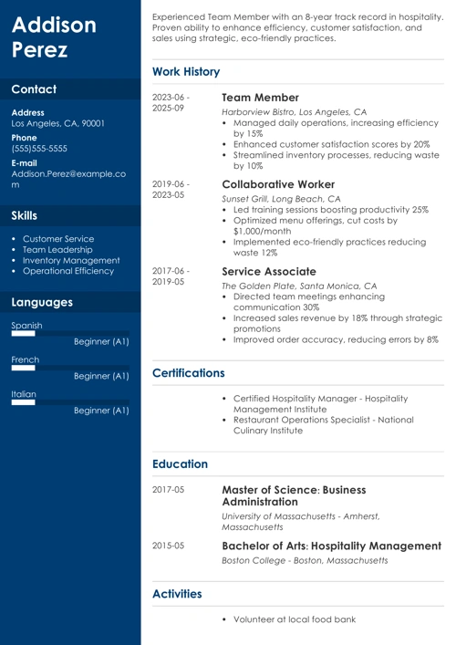 sample resume example