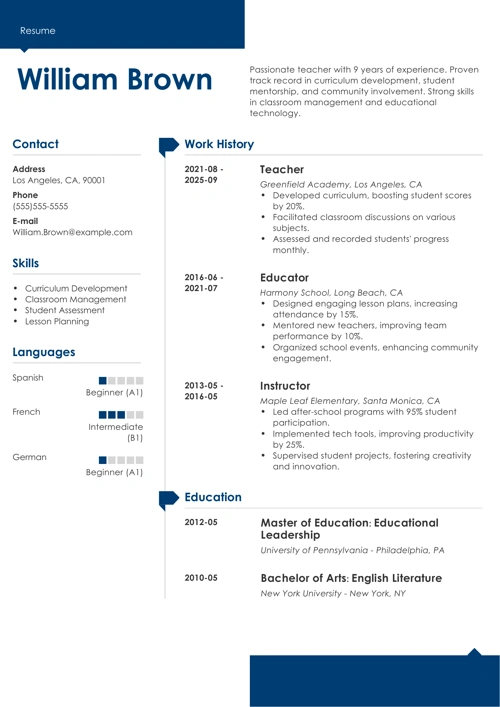 sample resume example