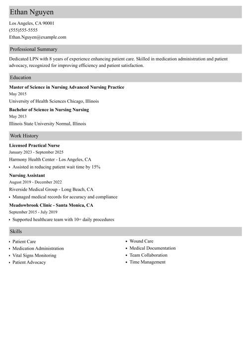 sample resume example