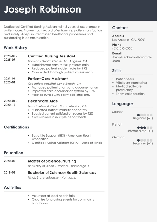 A comparison between a simple resume and an attractive, well-organized resume created with the Zety resume builder, showcasing the Cubic resume template with a slim, full-color header section and a two-column layout that highlights the candidate's contact information and proficiencies on the right-hand side of the page.