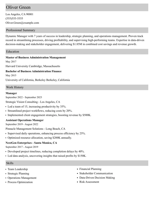 sample resume example