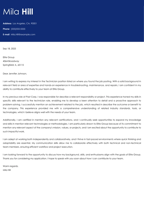 sample cover letter example